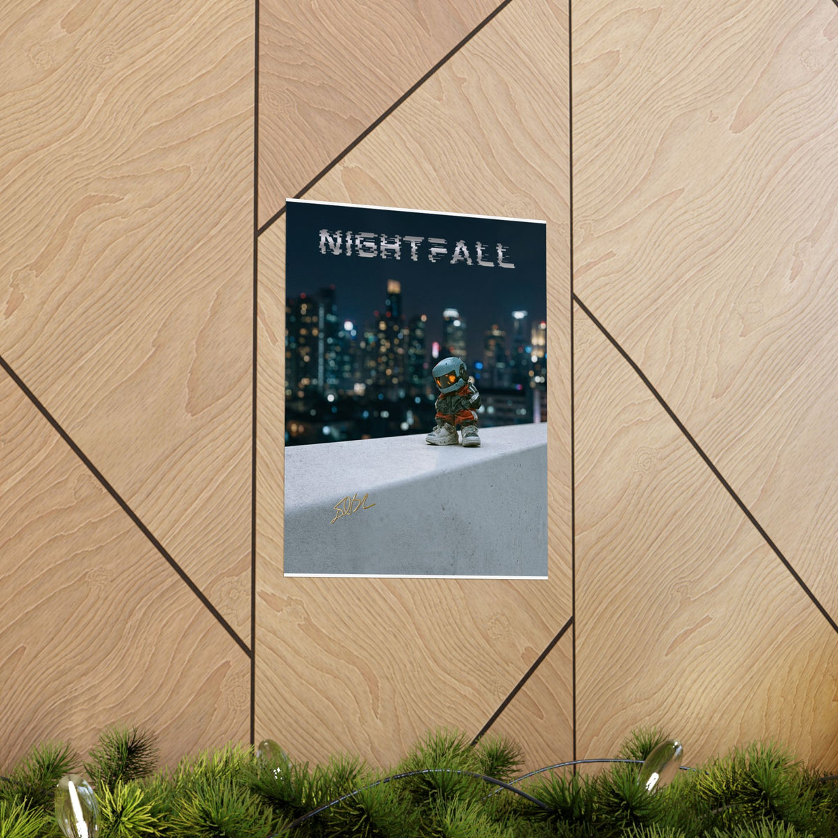 Nightfall Cityscape Poster — Urban Robot Matte Vertical Print