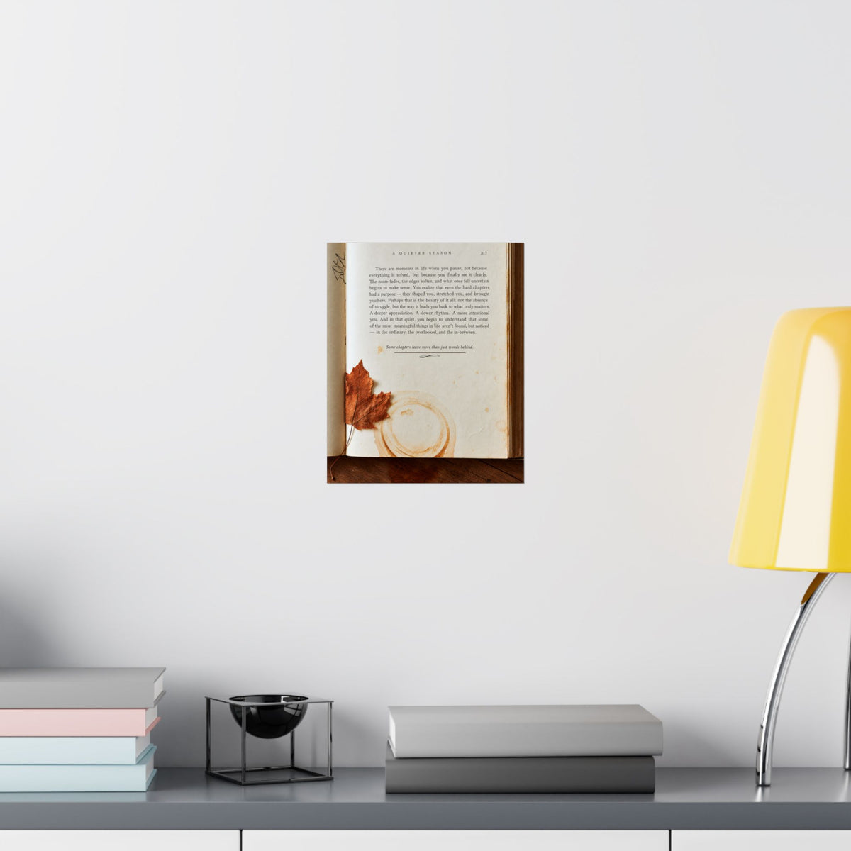 Autumn Annotations Matte Poster — Vintage Leaf & Coffee Ring Wall Art