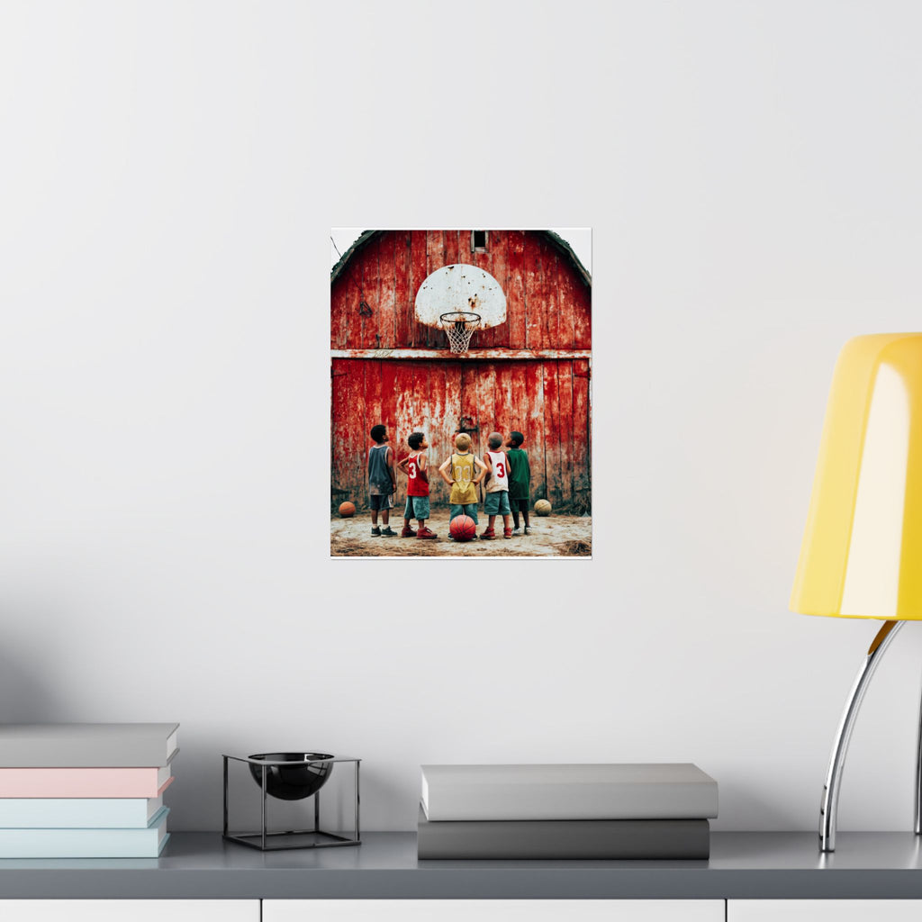 Heartland Hoops  — Vintage Outdoor Kids Basketball Poster
