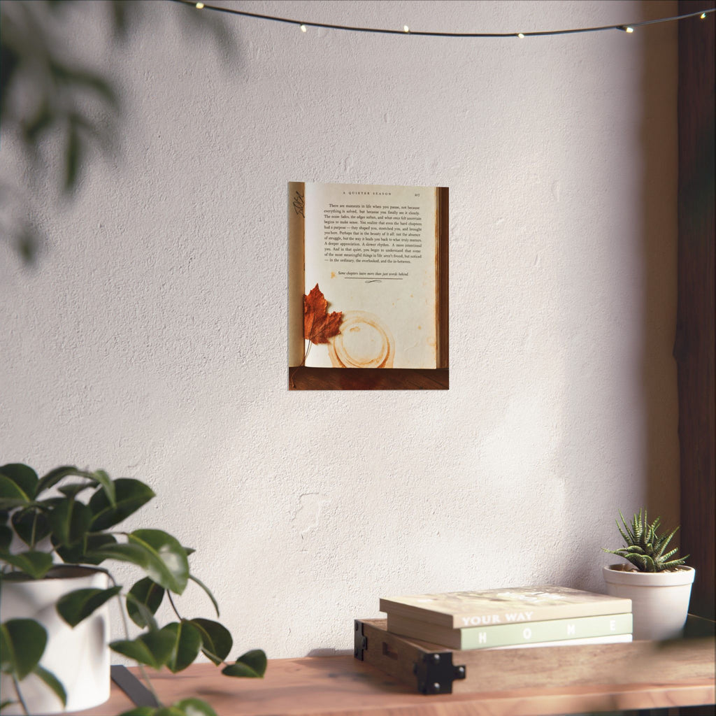 Autumn Annotations Matte Poster — Vintage Leaf & Coffee Ring Wall Art