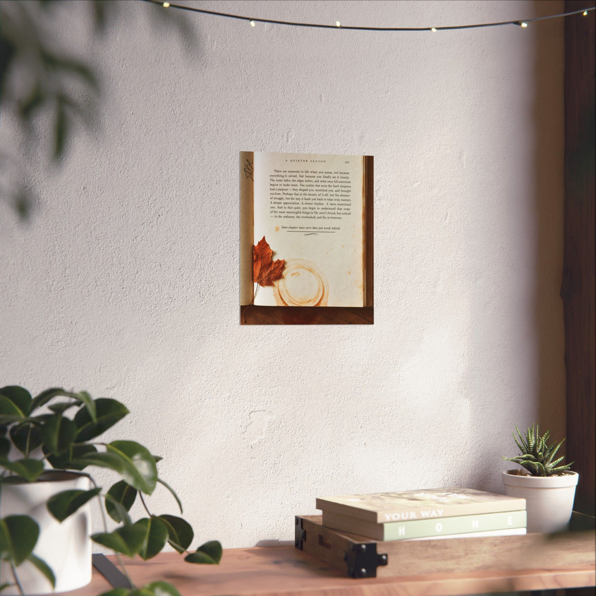 Autumn Annotations Matte Poster — Vintage Leaf & Coffee Ring Wall Art