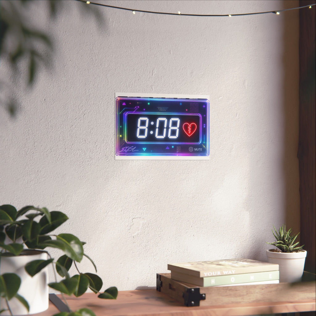 8:08 Neon Alarm Clock Poster — 8:08 Broken Heart Matte Horizontal Print