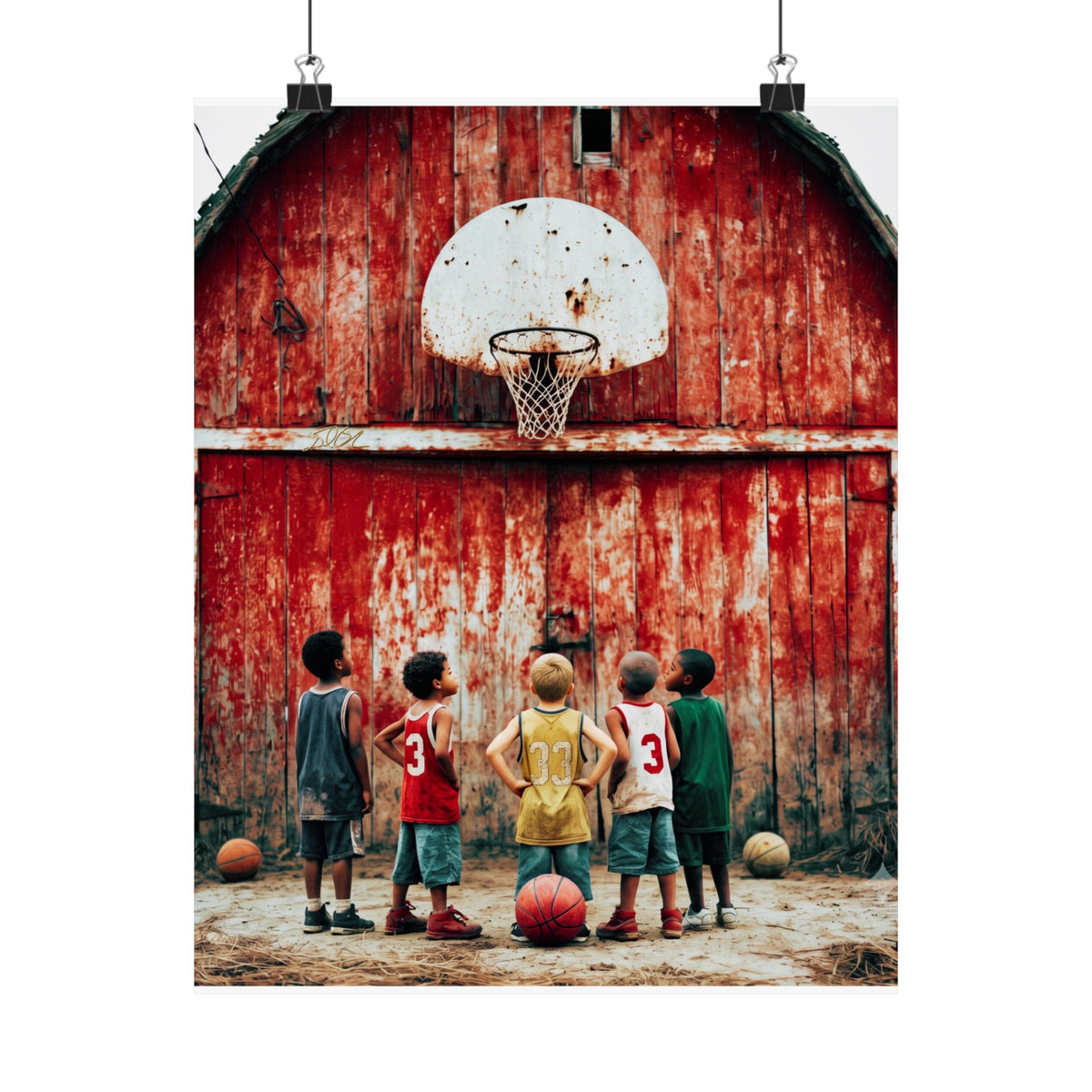 Heartland Hoops  — Vintage Outdoor Kids Basketball Poster