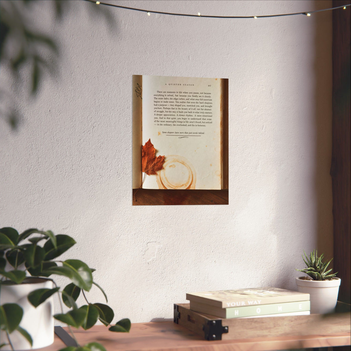 Autumn Annotations Matte Poster — Vintage Leaf & Coffee Ring Wall Art