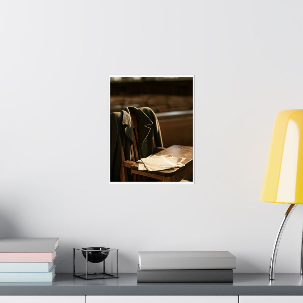 Lingering Lines Matte Poster — Nostalgic School Desk Wall Art
