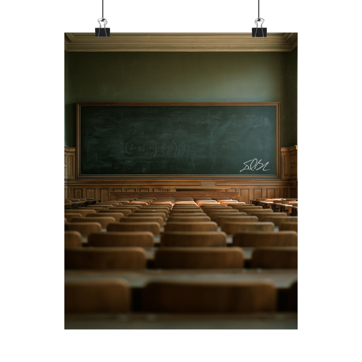 Silent Lessons Poster — Vintage Lecture Hall Matte Vertical Print
