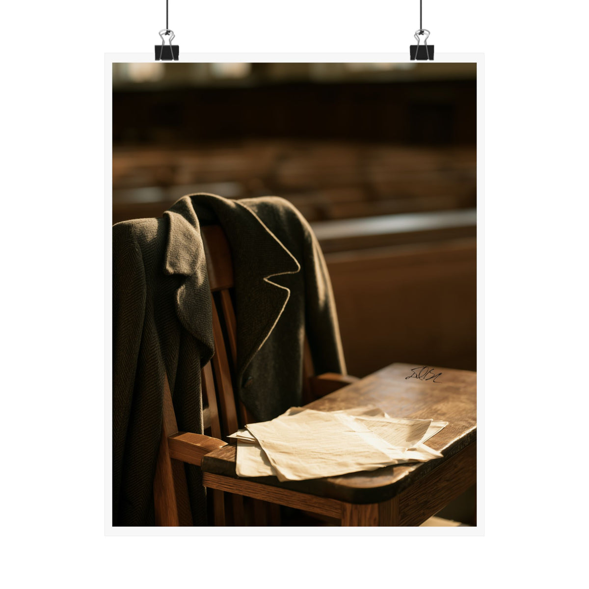 Lingering Lines Matte Poster — Nostalgic School Desk Wall Art