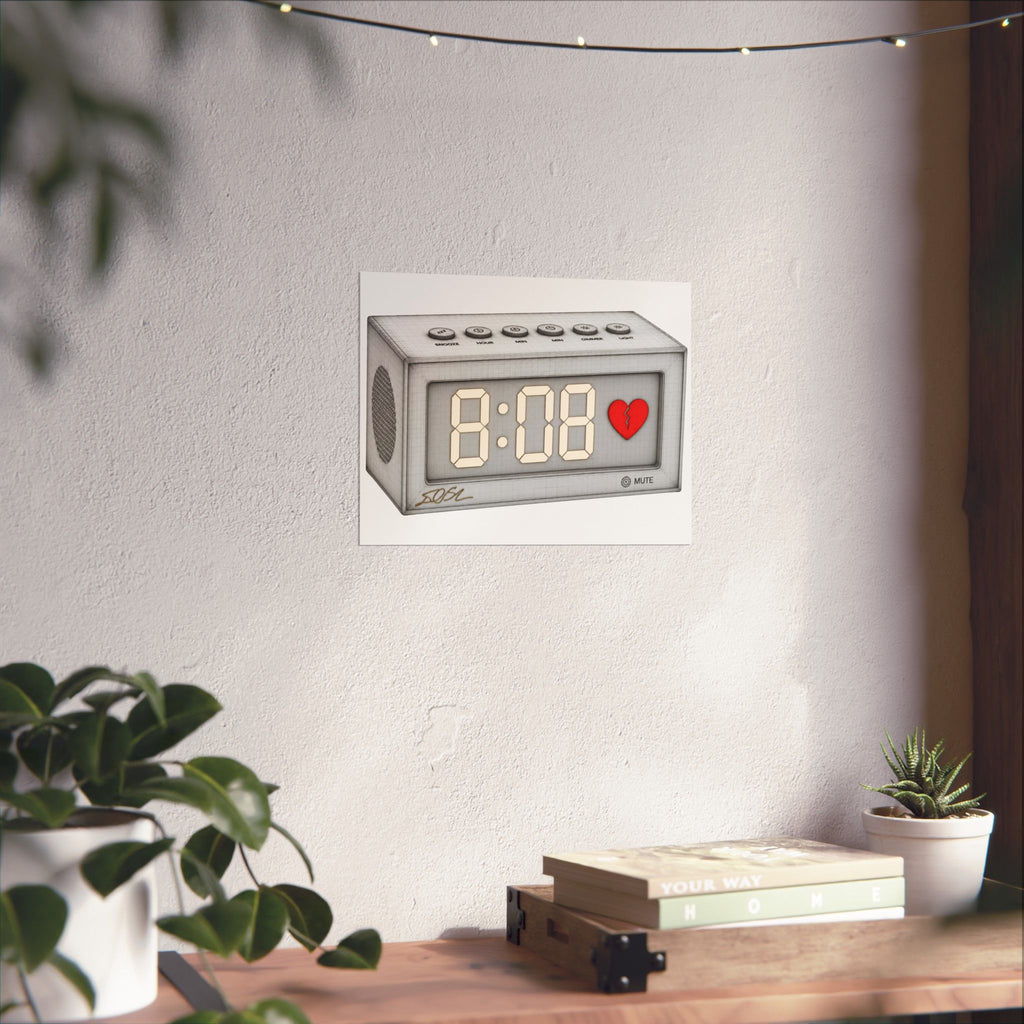 8:08 Alarm Clock with Broken Heart Artwork
