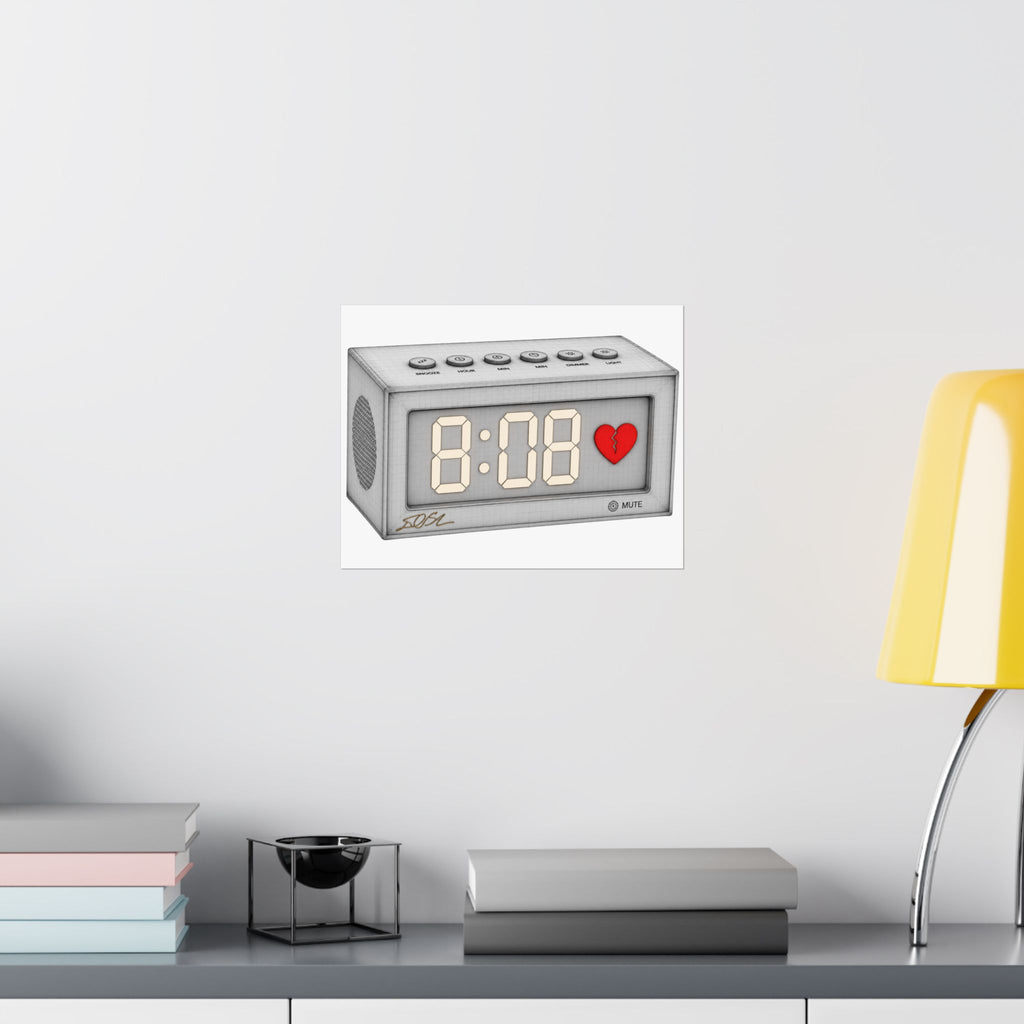 8:08 Alarm Clock with Broken Heart Artwork