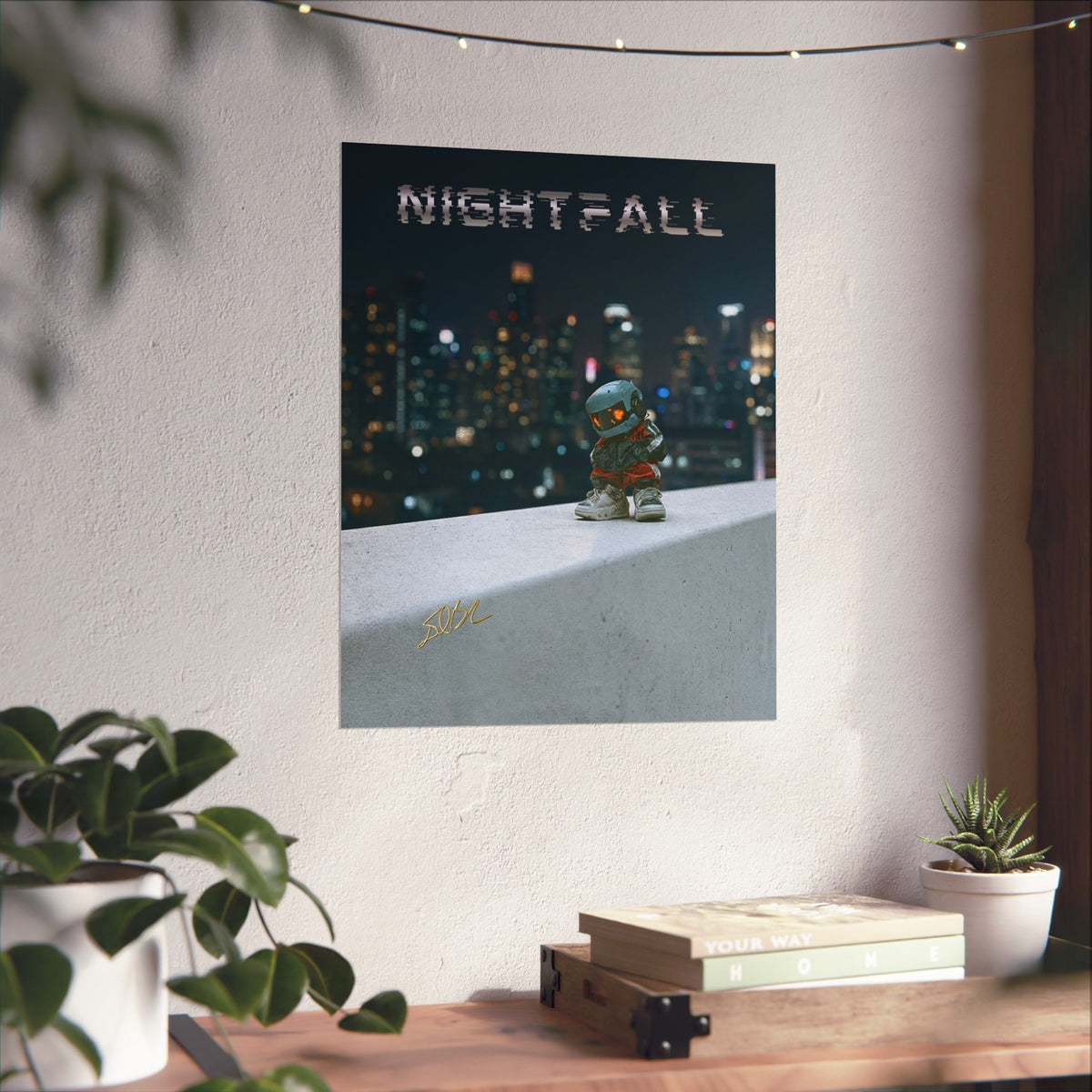 Nightfall Cityscape Poster — Urban Robot Matte Vertical Print