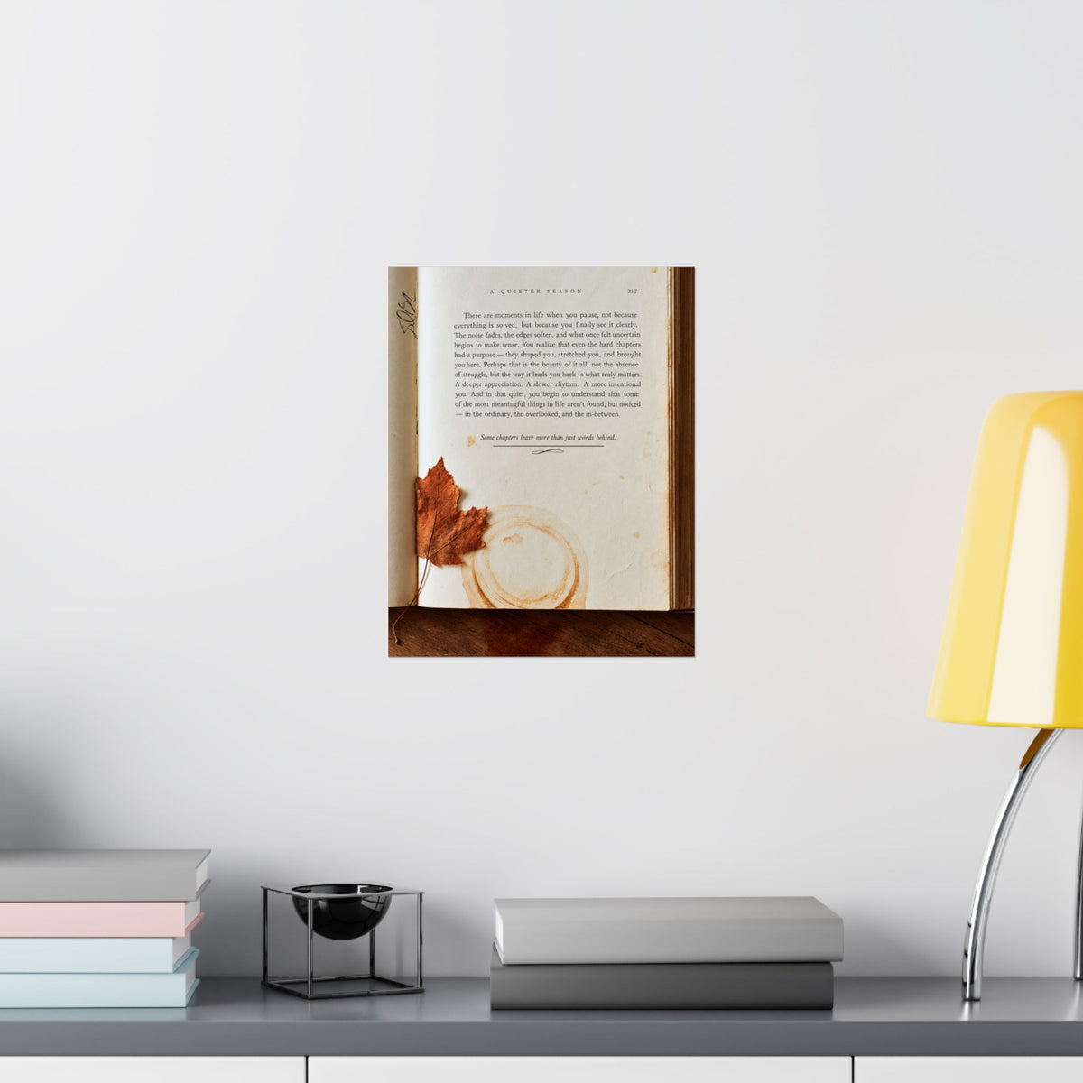 Autumn Annotations Matte Poster — Vintage Leaf & Coffee Ring Wall Art