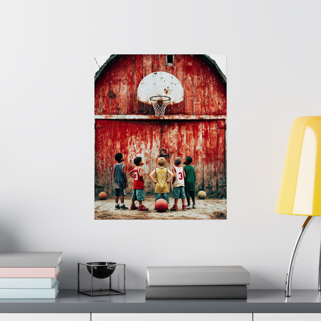 Heartland Hoops  — Vintage Outdoor Kids Basketball Poster