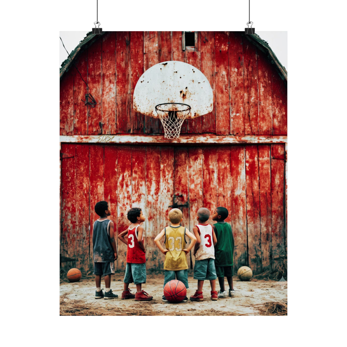 Heartland Hoops  — Vintage Outdoor Kids Basketball Poster