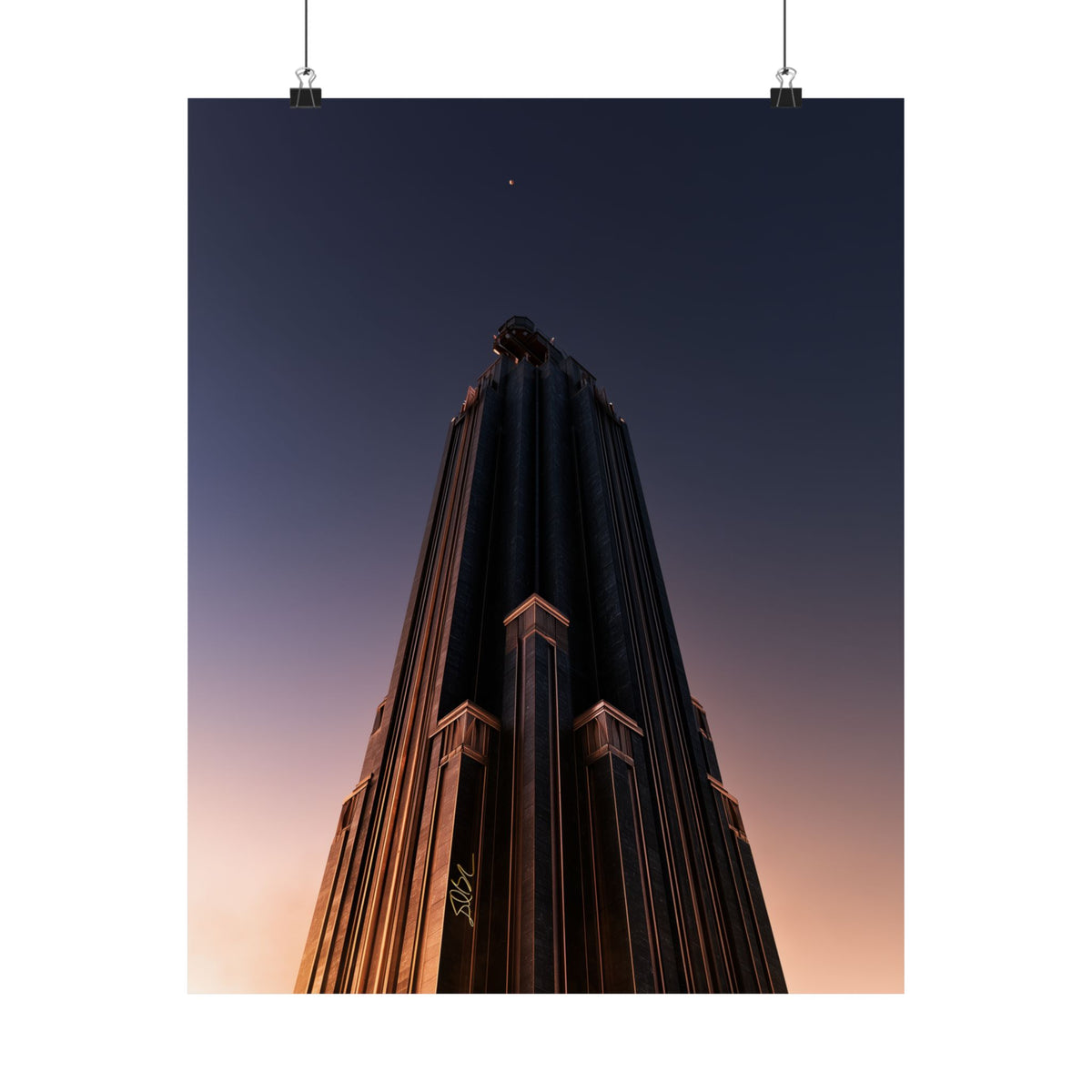 Celestial Deco — Dramatic Skyscraper Sunset Photography