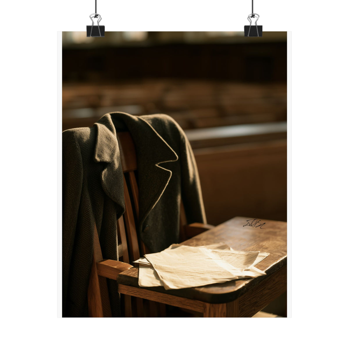Lingering Lines Matte Poster — Nostalgic School Desk Wall Art